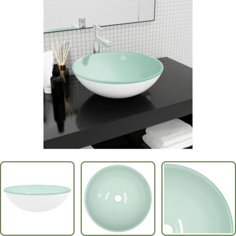 Lavabo blanco -  Lavabo de vidrio templado blanco 42x14 cm