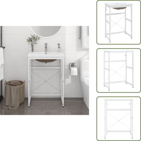 Lavabo blanco - vidaXL Estructura de baño con lavabo incorporado hierro blanco - Estructura de baño con lavabo