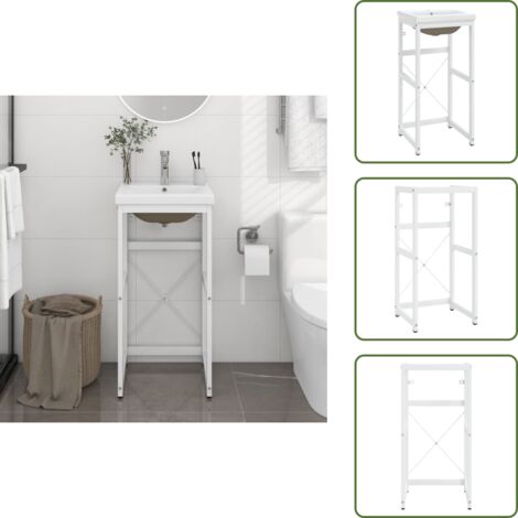Lavabo blanco - vidaXL Estructura de baño con lavabo incorporado hierro blanco - Estructura de baño con lavabo