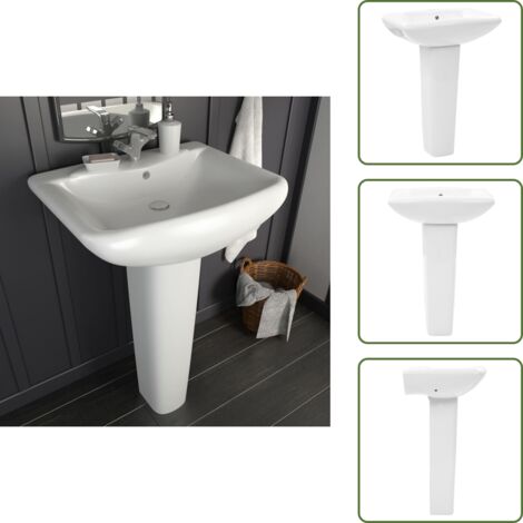 Lavabo blanco - vidaXL Lavabo de pie de cerámica blanco 580x470x200 mm - Cerámica vidriada