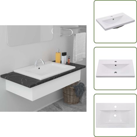 Lavabo blanco - vidaXL Lavabo encastrado de cerámica blanco 61x39,5x18,5 cm - Diseño moderno