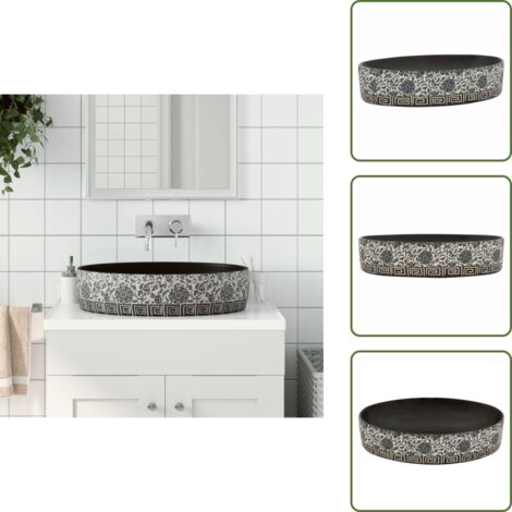 Lavabo blu - vidaXL Lavabo da Appoggio Nero e Blu Ovale 56,5x36,5x13,5 cm Ceramica - Lavabo ovale