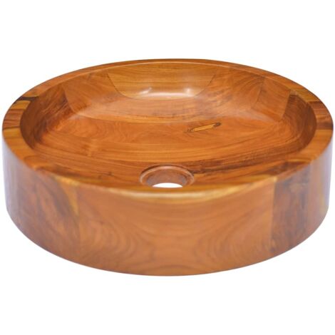 Lavabo Bois de teck massif Φ40x10 cm