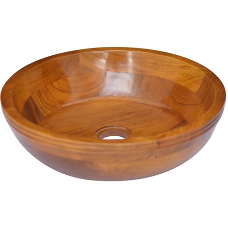 Lavabo Bois de teck massif Φ40x10 cm