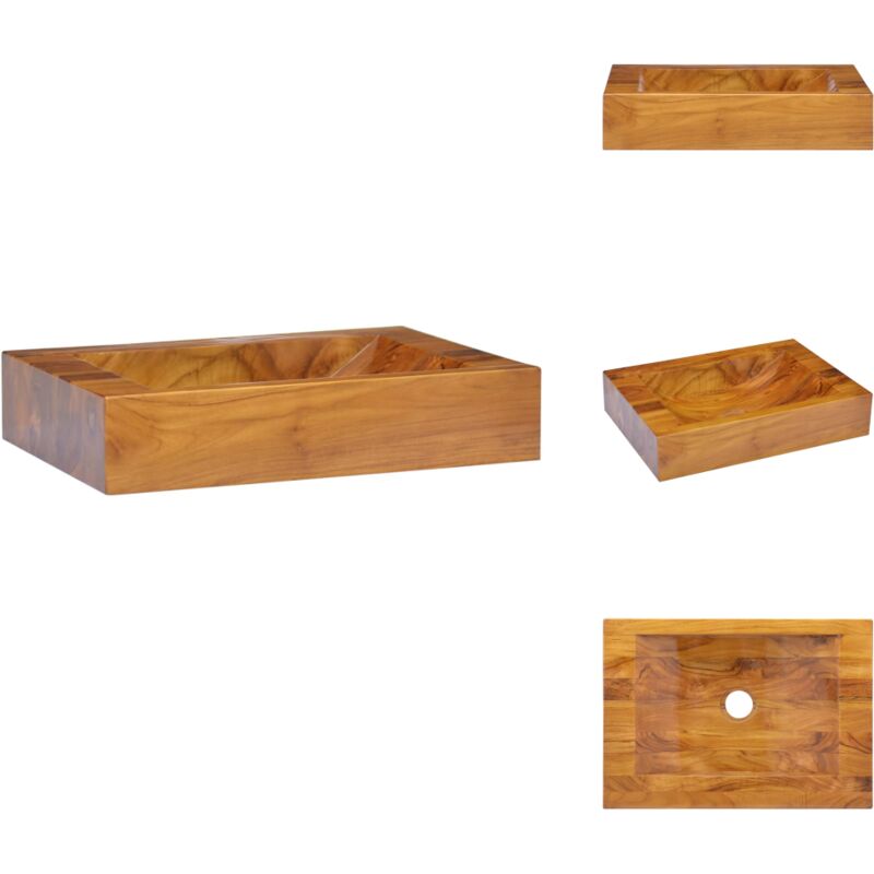 Vidaxl - Lavabo Bois de teck massif 50x35x10 cm - Lavabo En Bois - Lavabo Teck - Meuble Salle De Bain - Lavabo Design - Robinetterie Salle De Bain
