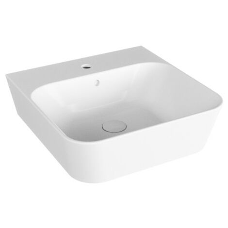 Lavabo Build sospeso/appoggio 50x50 cm in ceramica bianco lucido