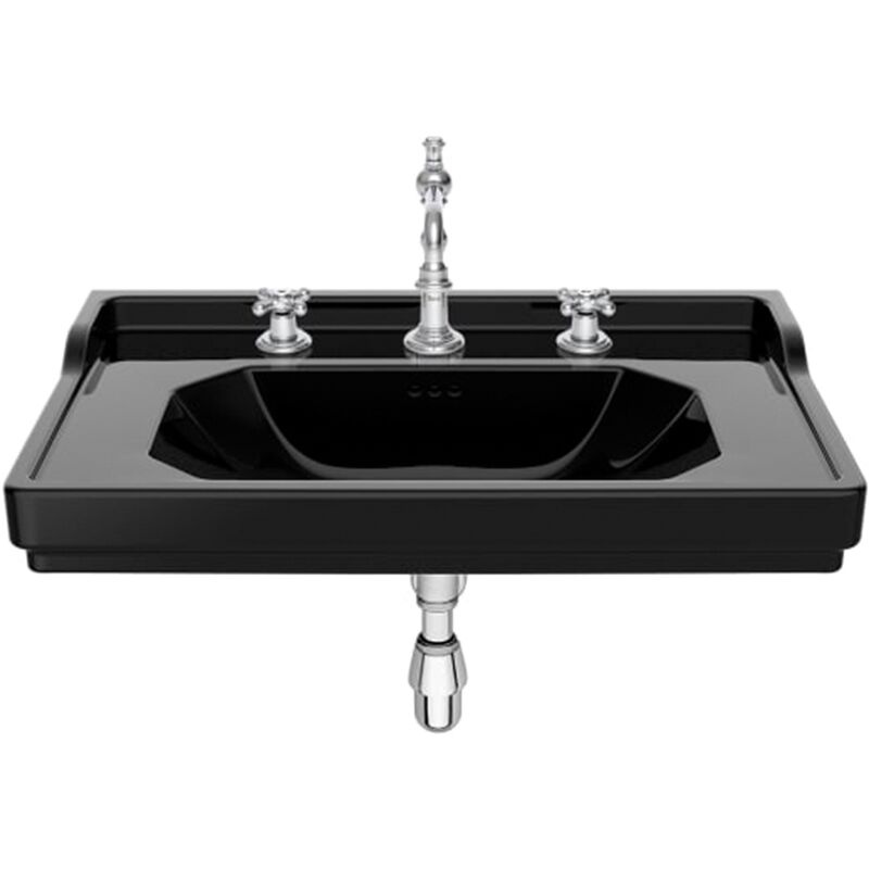 Lavabo carmen mural ou sur colonne (en option) - 800x500mm - noir brillant Roca