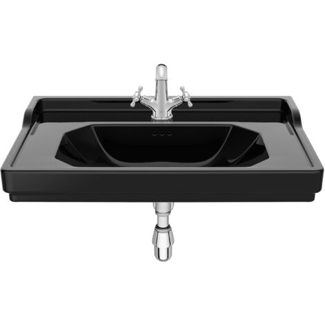 Lavabo CARMEN mural ou sur colonne (en option) - 800x500mm - noir brillant - Roca - A3270A0560