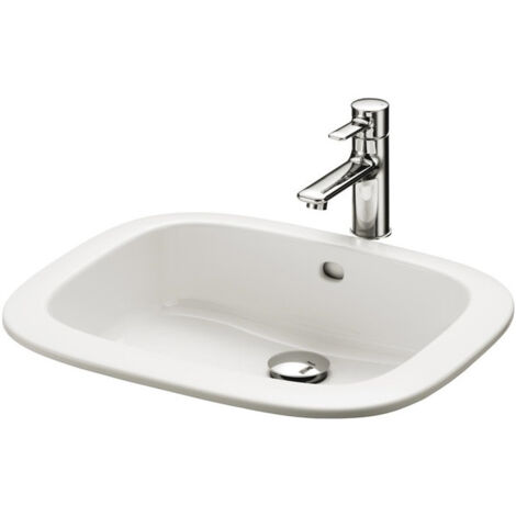 Lavabo carré à encastrer, sans trou pour robinet, avec trop-plein blanc TOTO