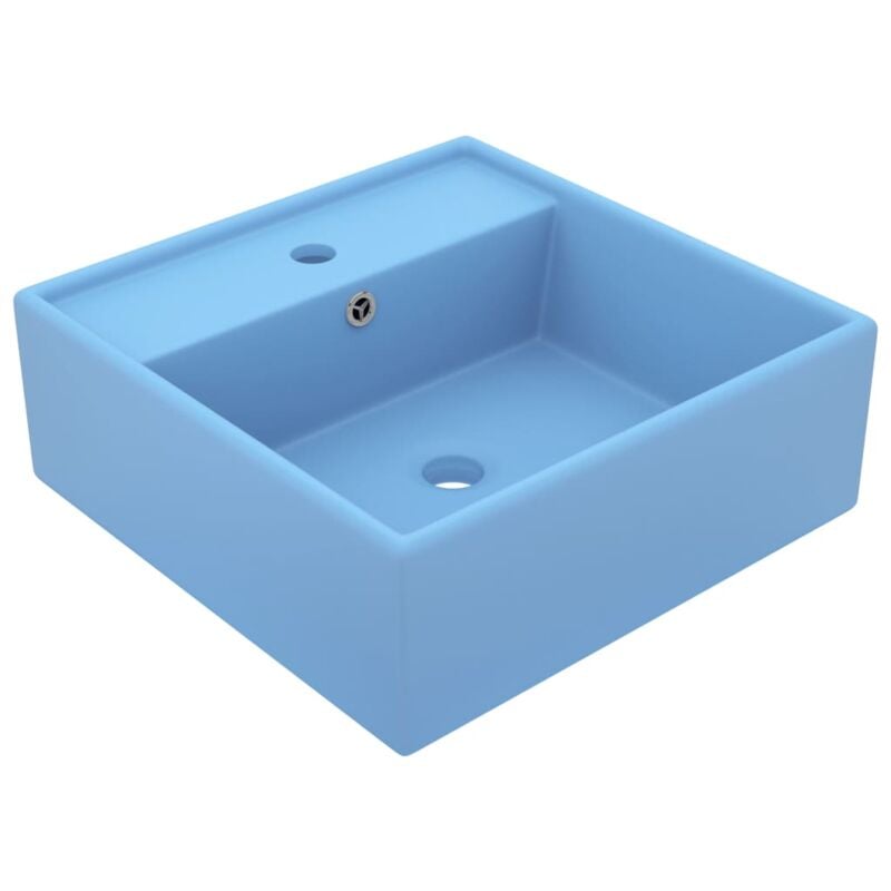 Vidaxl - Lavabo carré à trop-plein Bleu clair mat 41x41 cm Céramique