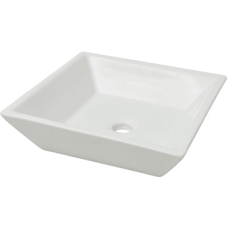 Lavabo carrée céramique 41,5 cm vasque à poser salle bain blanc