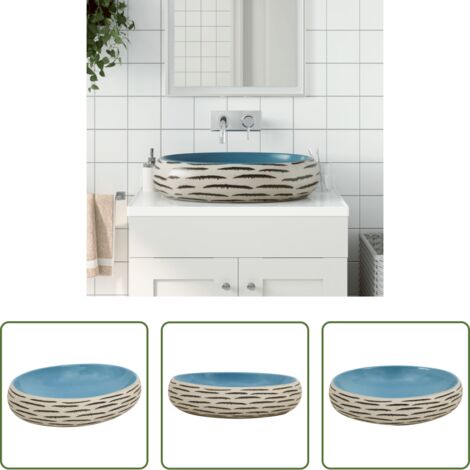 Lavabo ceramico -  Lavabo da Appoggio Multicolore Ovale 59x40x15 cm Ceramica