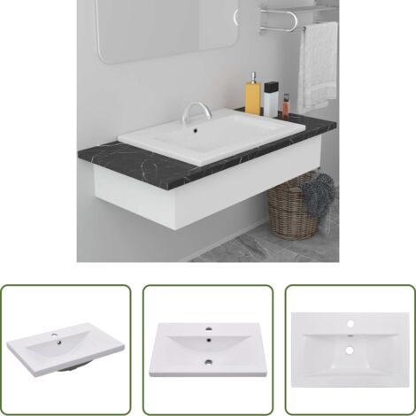 Lavabo ceramico -  Lavabo da Incasso 61x39,5x18,5 cm in Ceramica Bianco