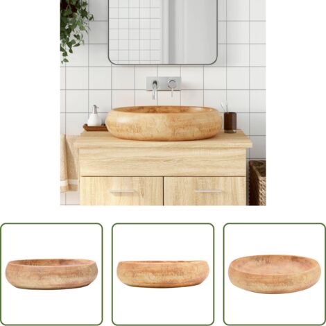 Lavabo cerámico -  Lavabo sobre encimera ovalado cerámica marrón 59x40x15 cm