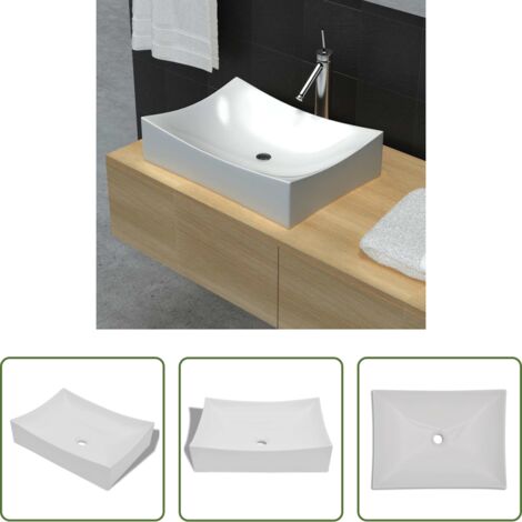 Lavabo ceramico -  Lavandino in Ceramica Porcellana Bianco Lucido