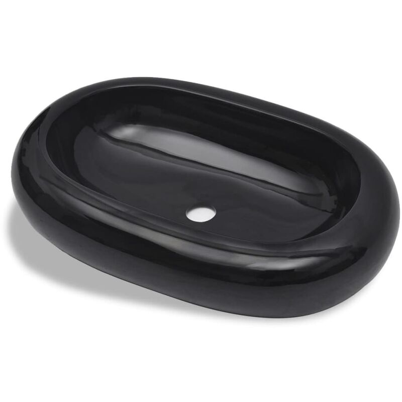 

Lavabo de Cerámica Ovalado Negro - Negro - Vidaxl