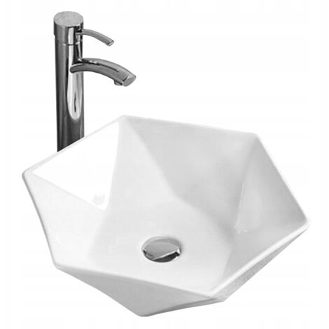 Lavabo cerámico sobre encimera, 48x41,5x12 cm, Blanco