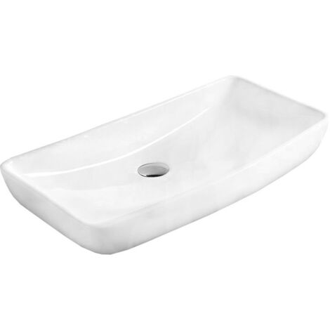 Lavabo cerámico sobre encimera, 60,5x39x13 cm, Blanco