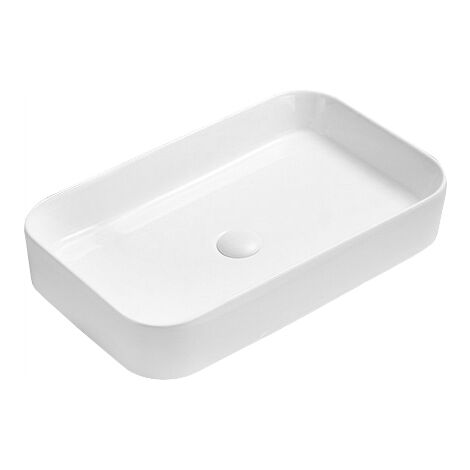 Lavabo cerámico sobre encimera 60x37x11 cm, Blanco