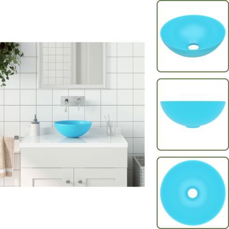 Lavabo cerámico - vidaXL Lavabo de cuarto de baño redondo cerámica verde claro - Drenaje de baño