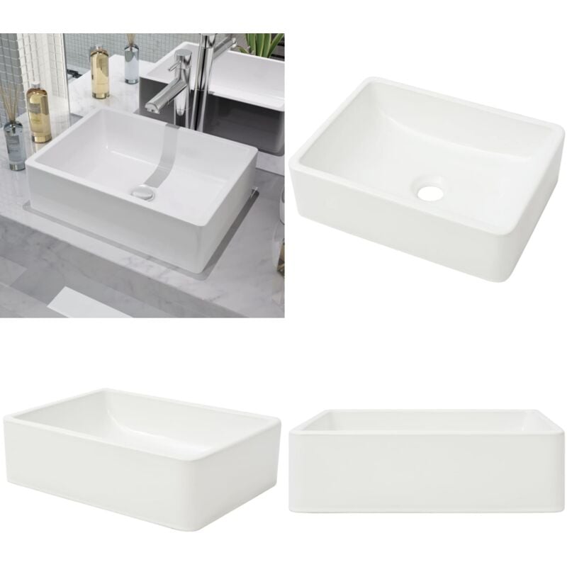 Lavabo Céramique Blanc 41 x 30 x 12 cm - Lavabo Céramique - Lavabo Salle De Bain - Lavabo Blanc - Meuble Salle De Bain - Washbasin - Home & Living