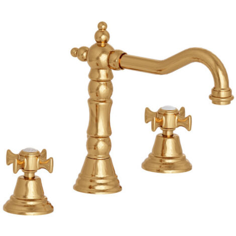 Lavabo Chambord 3 Trous Bec Potence Doré + Vidage - CRISTINA ONDYNA CH11256P