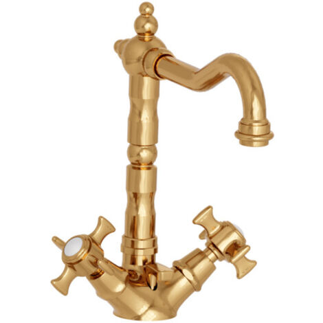 Lavabo Chambord Bec Potence Mobile Dore Pvd + Vidage - CRISTINA ONDYNA CH11156P