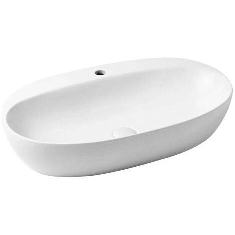 Lavabo Circle appoggio 70x40 monoforo ovale in ceramica bianco