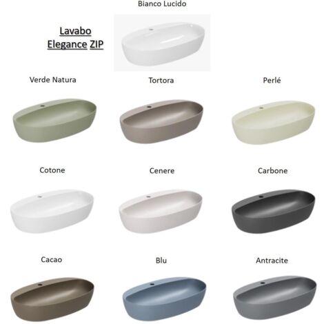 Lavabo Circle appoggio 70x40 ovale in ceramica bianco lucido di