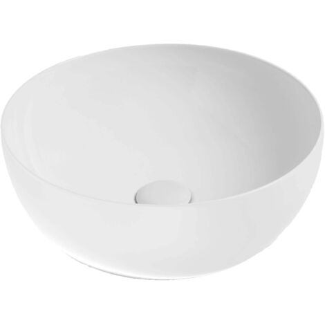 Lavabo Circle appoggio salvaspazio 40x40 h14 tondo in ceramica