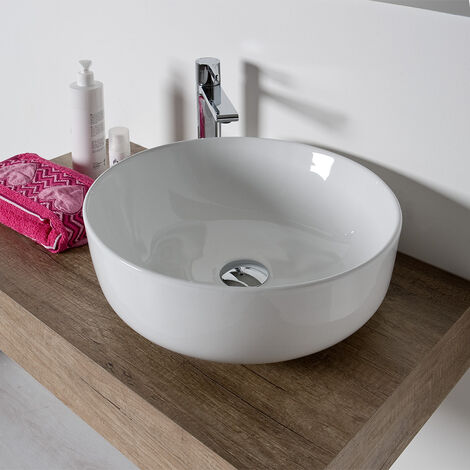 Lavabo Bagno da Appoggio Sospeso in Ceramica Rettangolare 400x220mm Con Mini  Rubinetto Miscelatore – Halwell