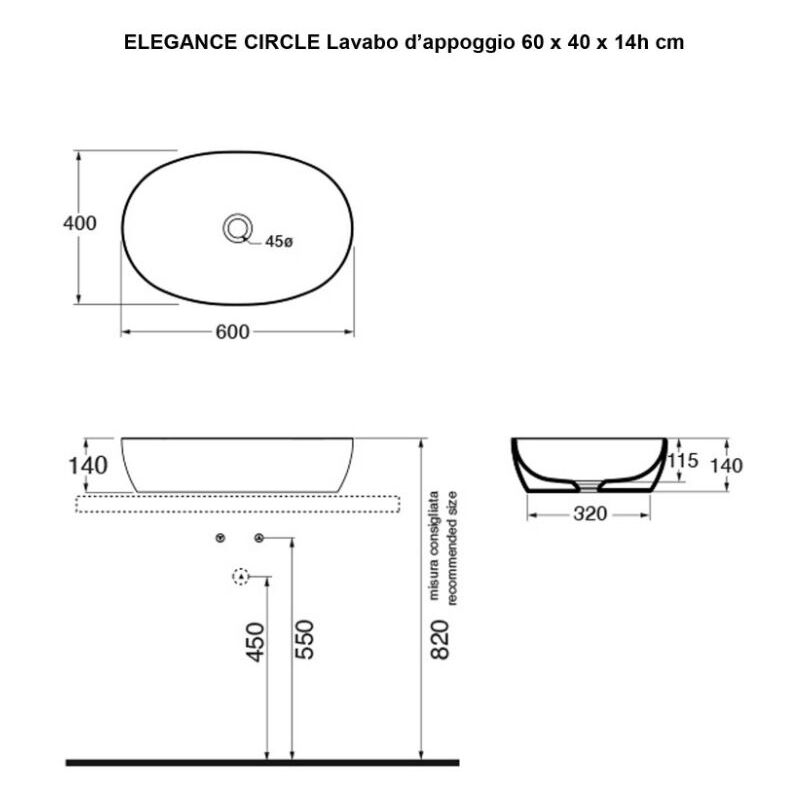 Image of Lavabo cm 100 da appoggio sospeso - mono' Flaminia Colore:: Bianco Lucido