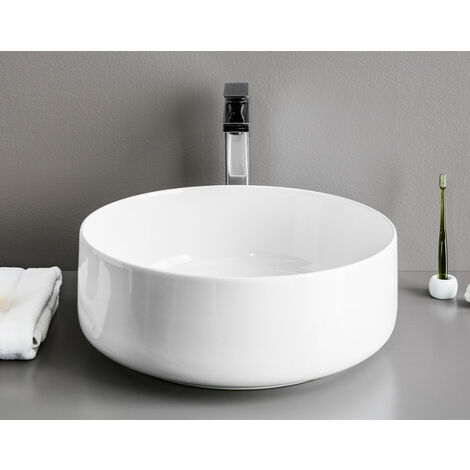 Lavabo Cognac appoggio cm. 42 salvaspazio senza foro in ceramica