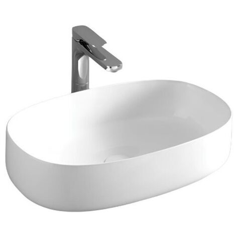 Lavabo Cognac appoggio cm. 55x35 senza foro in ceramica bianco