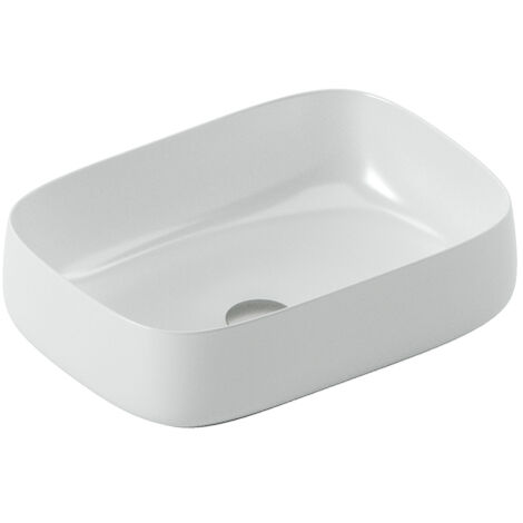 Lavabo Cognac Quadro appoggio cm. 56x41 senza foro in ceramica