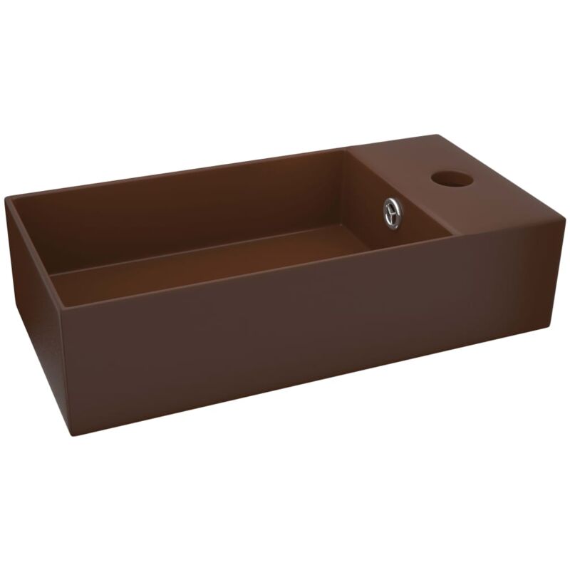 

Lavabo con rebosadero cerámica marrón oscuro - Marrón - Vidaxl