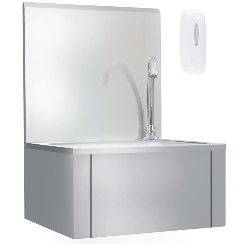 Lavabo de lavage avec robinet et distributeur de savon Inox