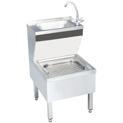 Lavabo commercial de lavage des mains avec robinet Inox vidaXL