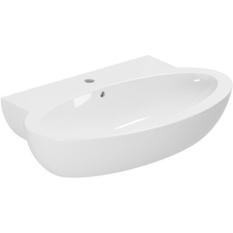 Lavabo Comoda sospeso 80x50 monoforo bianco lucido di Ceramica