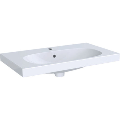 Lavabo compacto Geberit ACANTO 750x420mm con orificio para grifería con rebosadero blanco m KeraTect