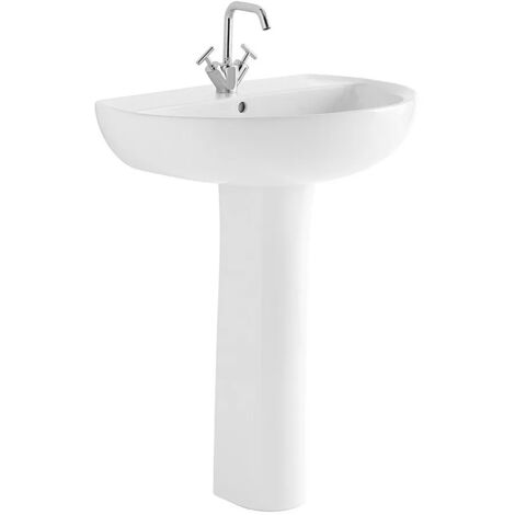 Lavabo con colonna 60 cm Geberit in ceramica lucida  Colibrì