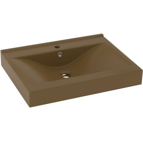 Lavabo con foro per rubinetto lavabo da appoggio wc lavabo bagno cosmetico casa casa 60 x 46 cm ceramica crema opaco 020002771
