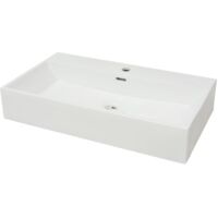 Lavabo con orificio para grifo cerámica 76x42,5x14,5 cm blanco