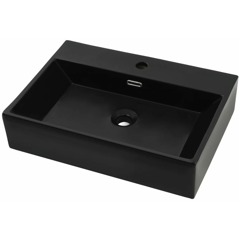 

Lavabo con orificio para grifo cerámica 76x42,5x14,5 cm negro - Negro - Vidaxl