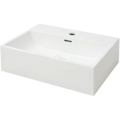 Lavabo con orificio para grifo cerámica blanco 51,5x38,5x15 cm