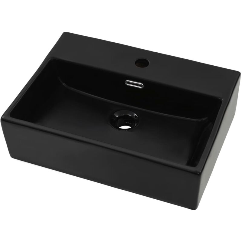 

Lavabo con orificio para grifo cerámica negro 51,5x38,5x15 cm - Negro - Vidaxl
