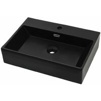Lavabo con orificio para grifo cerámica negro 60,5x42,5x14,5 cm