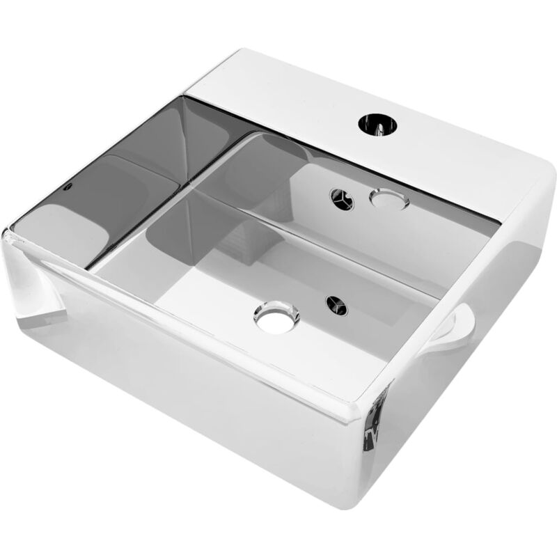 

Lavabo con rebosadero 41x41x15 cm cerámica plateado - Plateado - Vidaxl