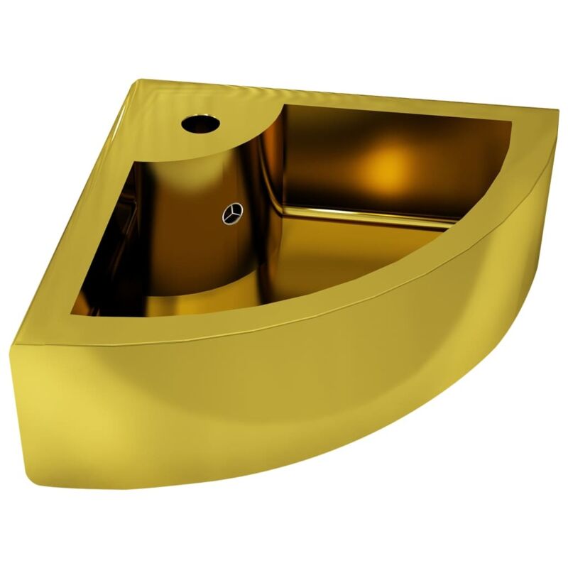 

vidaXL Lavabo con rebosadero 45x32x12,5 cm cerámica dorado - Oro