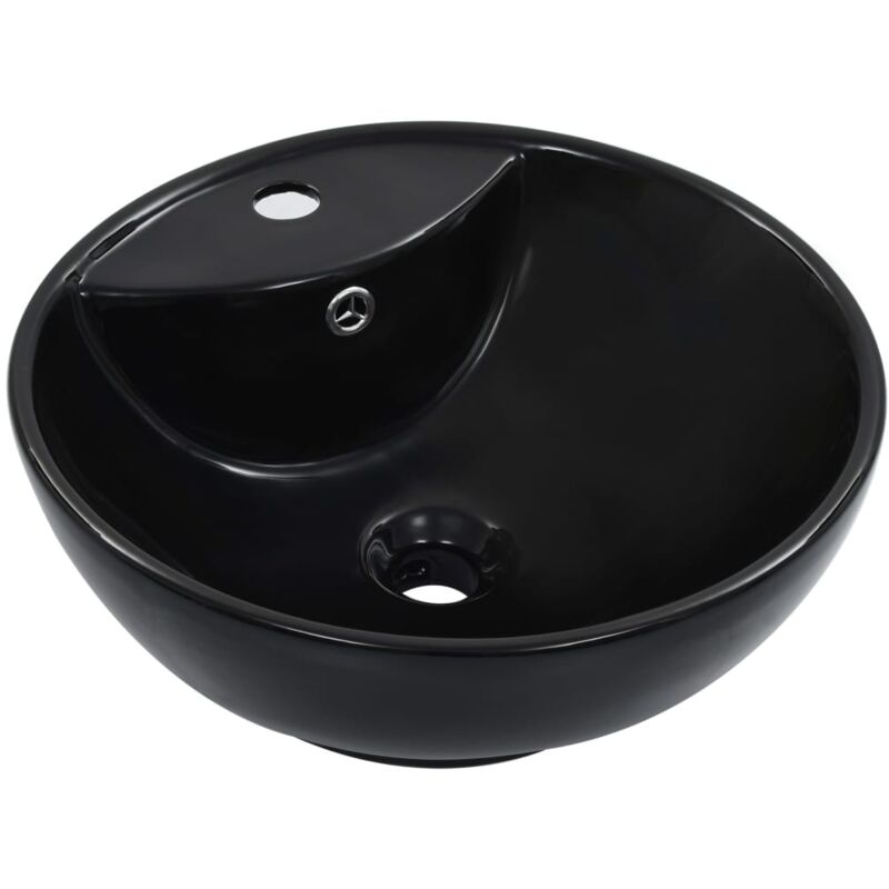 

Lavabo con rebosadero 46,5x18 cm cerámica negro - Negro - Vidaxl